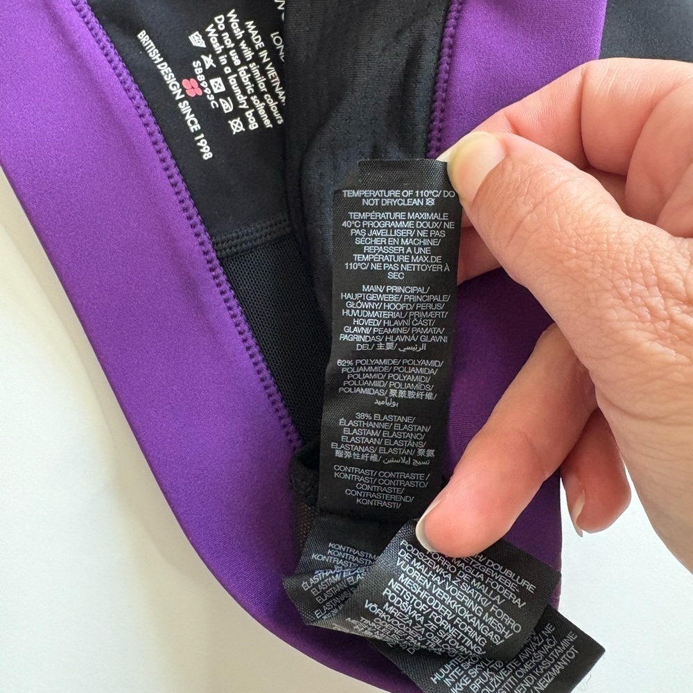 Sweaty Betty Colorblock Black Purple Orange Sports Bra Size Medium Padded - Picture 4 of 6